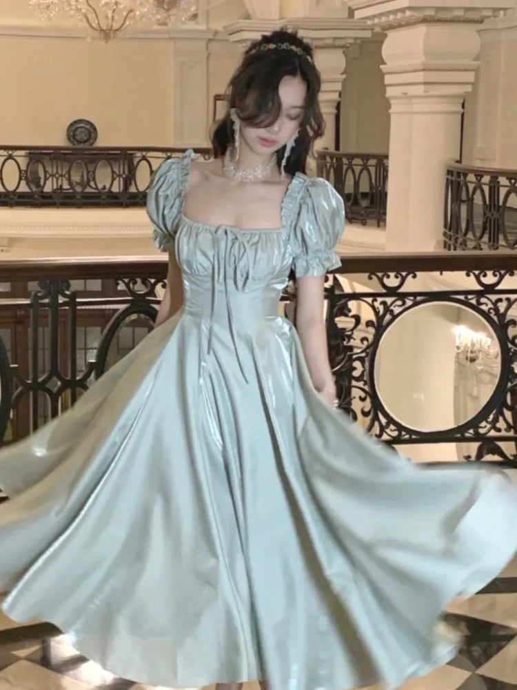 French Vintage Evening Party Dress Women 2025 Summer Elegant Romantic Prom Robe Vestidos Korean A-line Graduation Dresses New