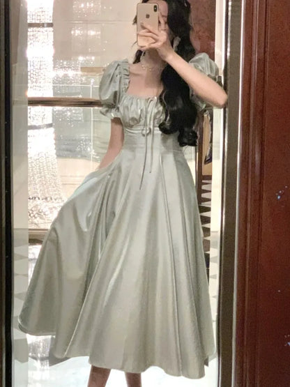 French Vintage Evening Party Dress Women 2025 Summer Elegant Romantic Prom Robe Vestidos Korean A-line Graduation Dresses New