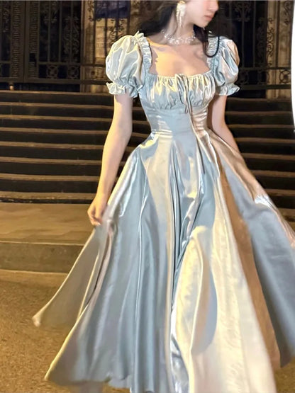 French Vintage Evening Party Dress Women 2025 Summer Elegant Romantic Prom Robe Vestidos Korean A-line Graduation Dresses New