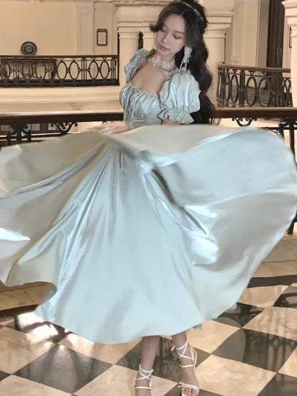 French Vintage Evening Party Dress Women 2025 Summer Elegant Romantic Prom Robe Vestidos Korean A-line Graduation Dresses New