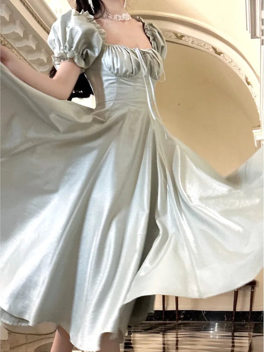 French Vintage Evening Party Dress Women 2025 Summer Elegant Romantic Prom Robe Vestidos Korean A-line Graduation Dresses New