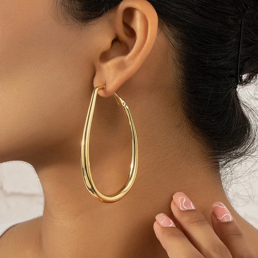 Geometric Metal Women Jewelry Gift Irregular Circle Oval Femme Cold Women's Earring