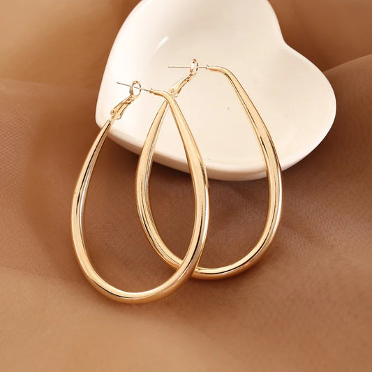 Geometric Metal Women Jewelry Gift Irregular Circle Oval Femme Cold Women's Earring