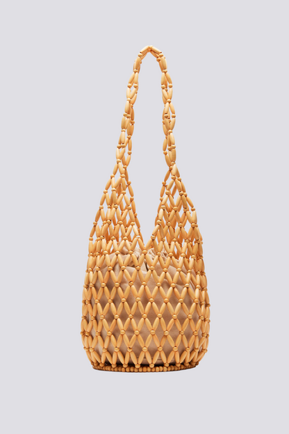 Bolso de hombro Georgina con cuentas de madera huecas