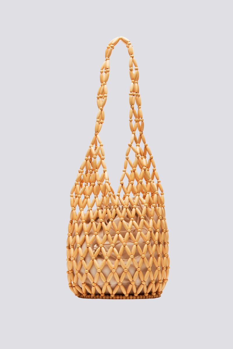 Bolso de hombro Georgina con cuentas de madera huecas