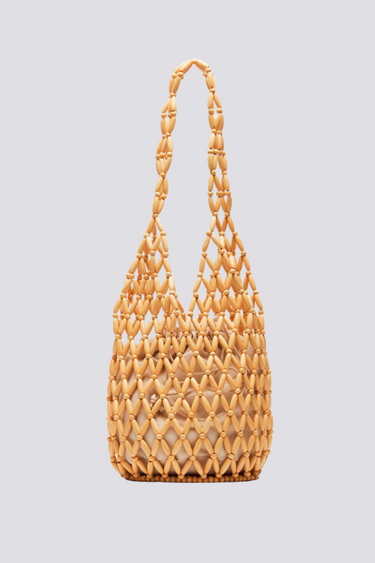 Bolso de hombro Georgina con cuentas de madera huecas