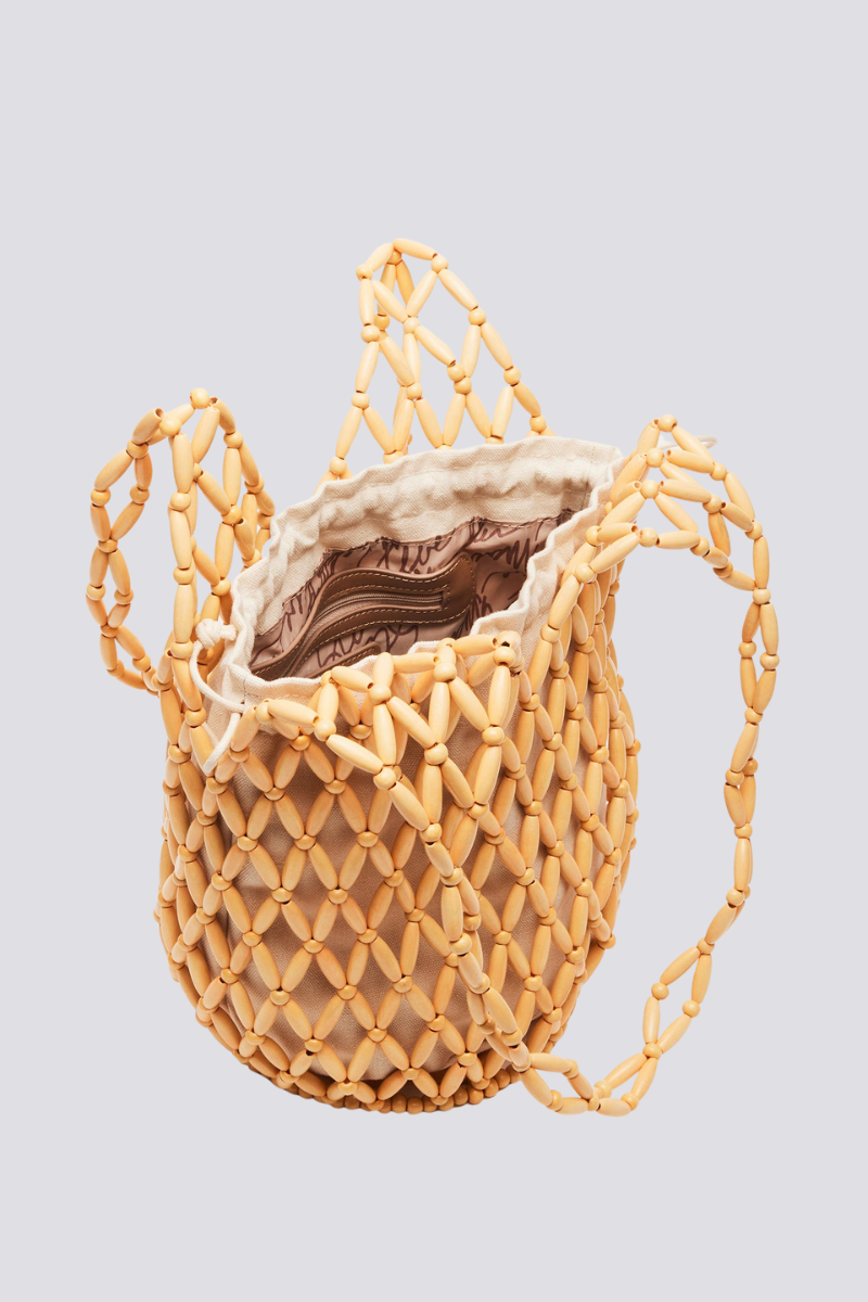 Bolso de hombro Georgina con cuentas de madera huecas