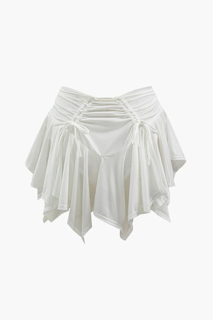 Gertie Asymmetric Ruched Drawstring Mini Skirt