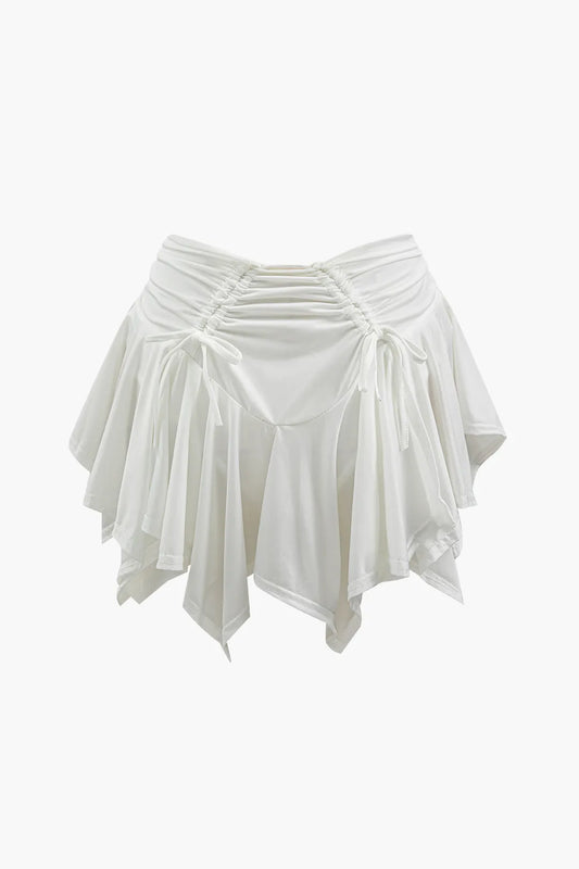 Gertie Asymmetric Ruched Drawstring Mini Skirt