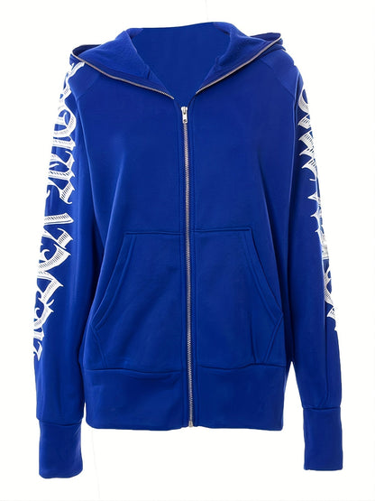Gothic Letter Zip Up Hoodie
