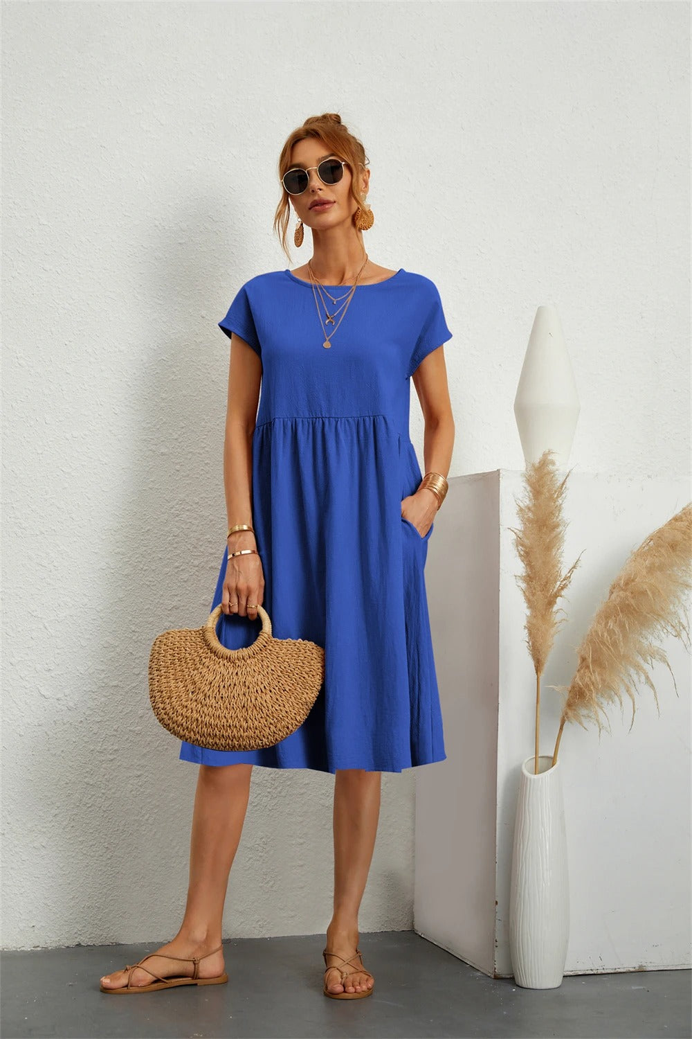 Urselle - Vintage Summer Midi Dress for Women