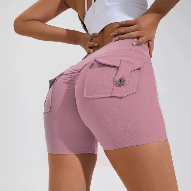 Gym Jogging Running Waist Lifting Push Up Tight Pocket Fitness Yoga Sports Short