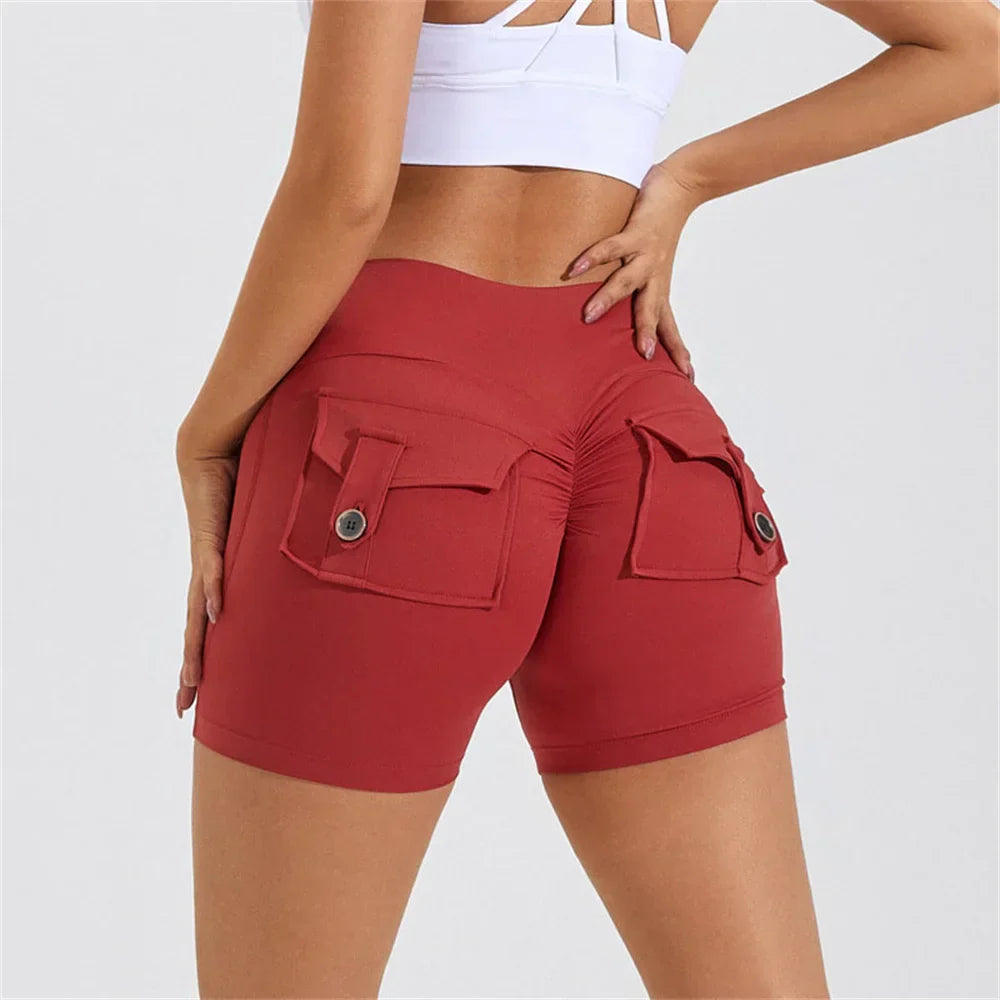Gym Jogging Running Waist Lifting Push Up Tight Pocket Fitness Yoga Sports Short