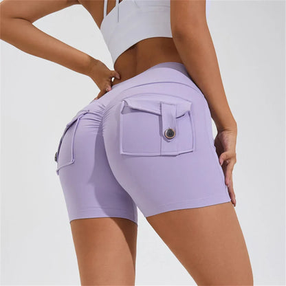 Gym Jogging Running Waist Lifting Push Up Tight Pocket Fitness Yoga Sports Short
