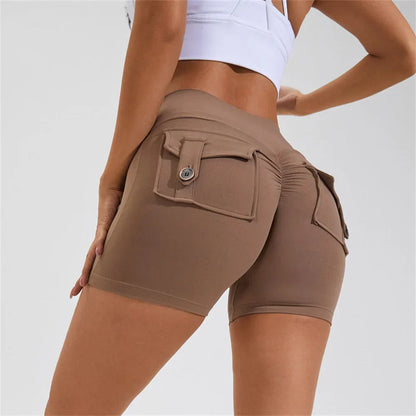 Gym Jogging Running Waist Lifting Push Up Tight Pocket Fitness Yoga Sports Short