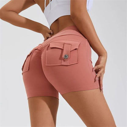 Gym Jogging Running Waist Lifting Push Up Tight Pocket Fitness Yoga Sports Short