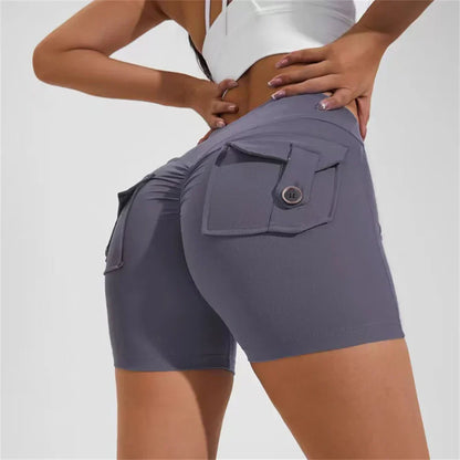 Gym Jogging Running Waist Lifting Push Up Tight Pocket Fitness Yoga Sports Short