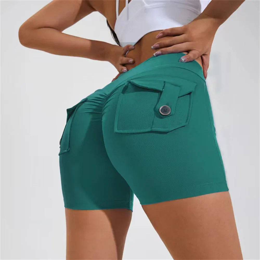 Gym Jogging Running Waist Lifting Push Up Tight Pocket Fitness Yoga Sports Short