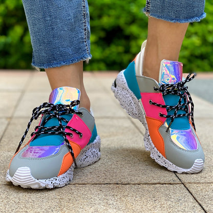 Women’s Stylish Multicolored Lace Up Sneakers | Ideal for All Seasons