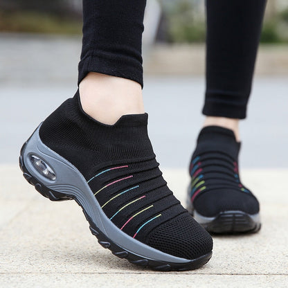 Women’s Easy to Wear Air Cushion Slip On Knit Sneakers | Great for All Seasons
