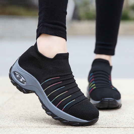 Women’s Easy to Wear Air Cushion Slip On Knit Sneakers | Great for All Seasons