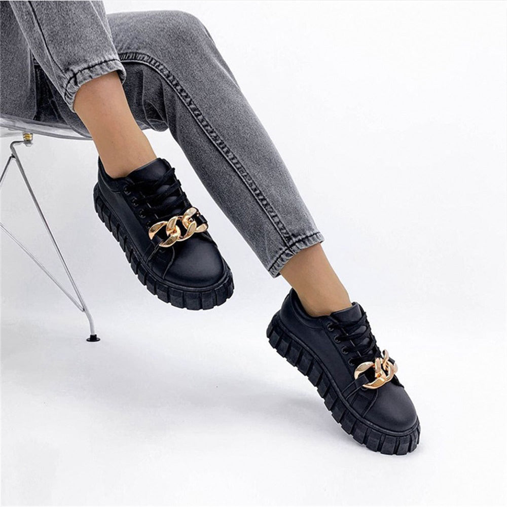 Women’s Trendy Lace Up Sneakers with Gold Accent | Ideal for Everyday Wear