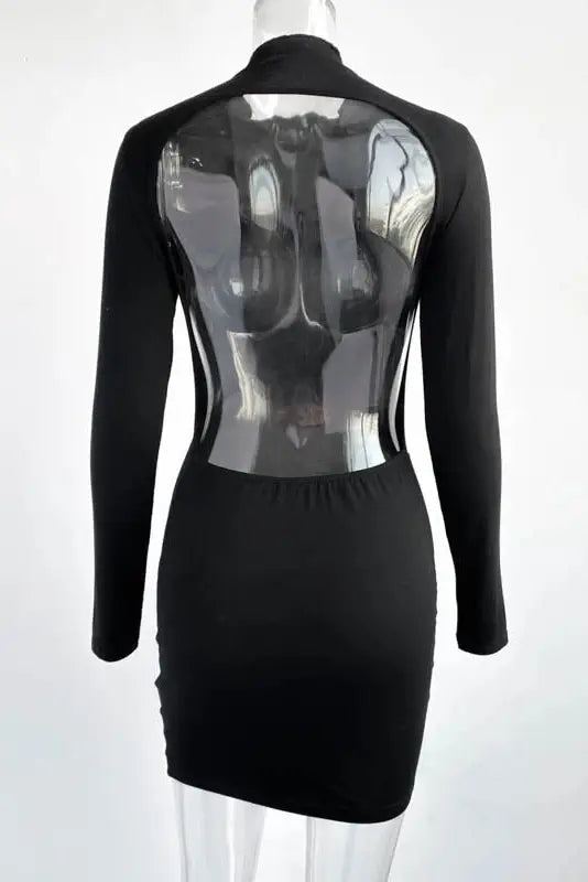 Backless Long Sleeve Mini Dress