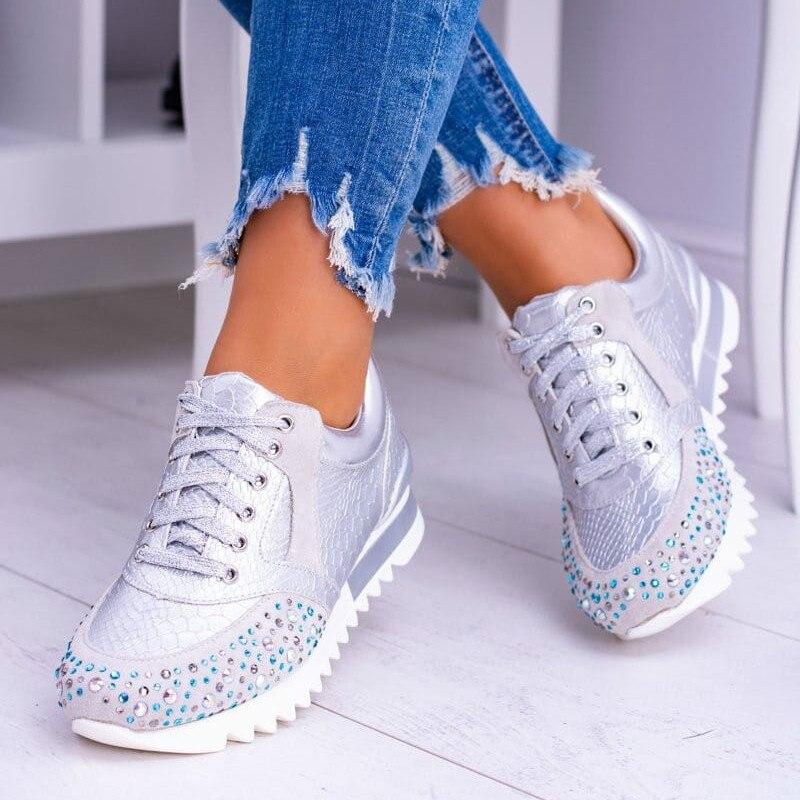 Zapatillas deportivas modernas con cordones y cuentas para mujer | Ideales para el día a día