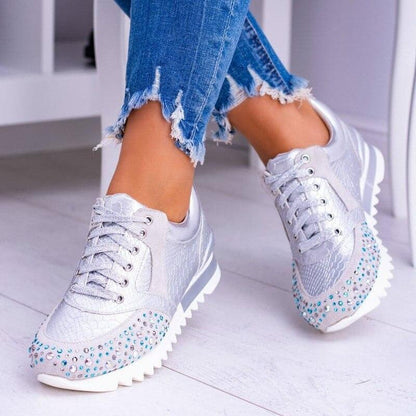 Zapatillas deportivas modernas con cordones y cuentas para mujer | Ideales para el día a día
