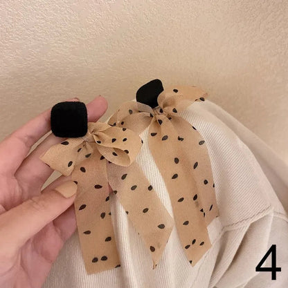 Korean Dangle Drop Earrings Black Tulle Yarn Rhinestone Bow Knot Kawaii Fashion Jewelry for Women Fall Winter