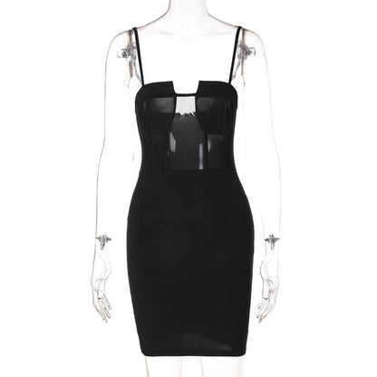 Voguable  Solid Slip Sleeveless Backless Patchwork Pleated Midi Dress Evening Party Slim Elegant Y2K Clothing