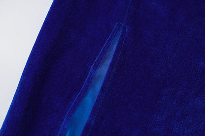 Voguable  Velvet Swing Collar Sleeveless Slip Slit Maxi Dress Evening Party Elegant Streetwear Y2K