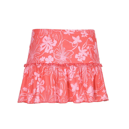 Women’s A-Line Mini Skirt 90S High Waist Floral Print Frill Trim Above Knee Short Skirt Y2k Style Skirts Streetwear