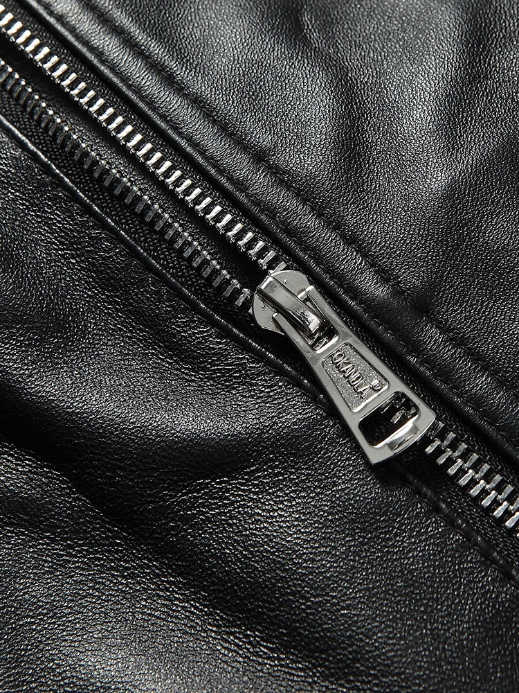 Off-Shoulder PU Leather Jacket