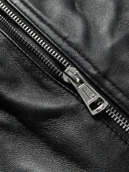 Off-Shoulder PU Leather Jacket