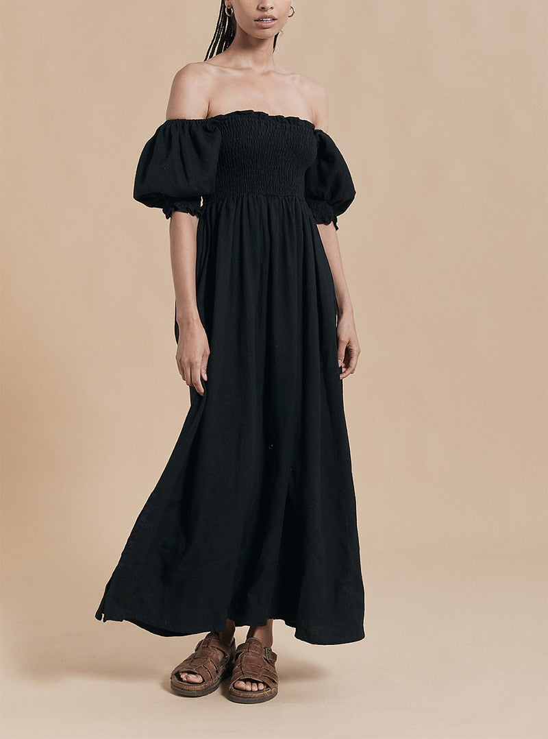 DressBetty - Summer Dresses For Women  Square Neck Smocked Short Puff Sleeve Vacation Beach Style
