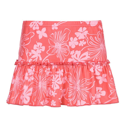 Women’s A-Line Mini Skirt 90S High Waist Floral Print Frill Trim Above Knee Short Skirt Y2k Style Skirts Streetwear