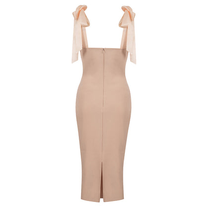 Strappy Sleeveless Midi Striped Bandage Dress HB77230