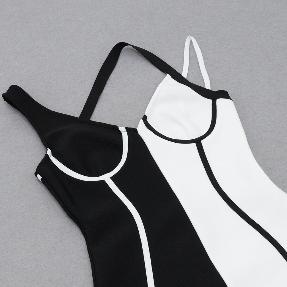 Strappy Sleeveless Midi Splicing Bandage Dress HB7959