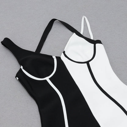 Strappy Sleeveless Midi Splicing Bandage Dress HB7959