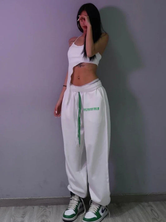 Gray Jogging Sweatpants Women Korean Fashion Oversize Loose Pant