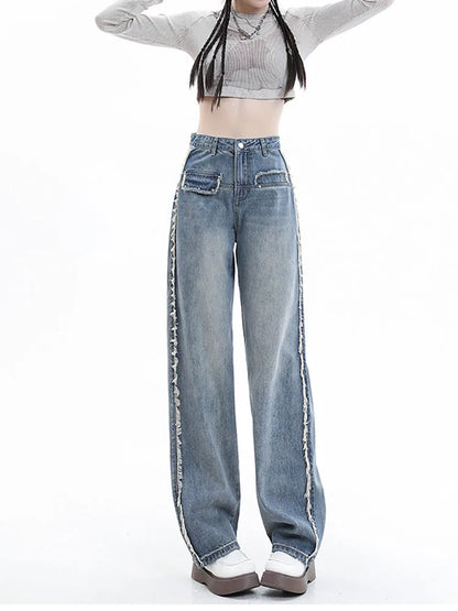 Retro Harajuku High Waist Straight-leg Denim Jeans