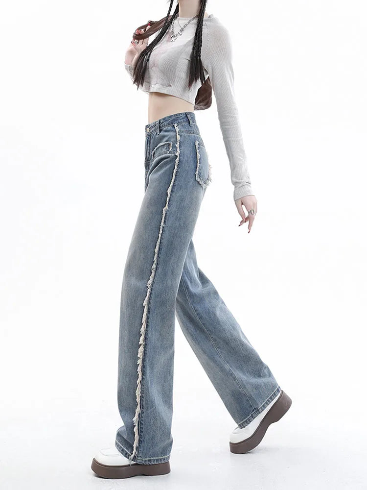 Retro Harajuku High Waist Straight-leg Denim Jeans