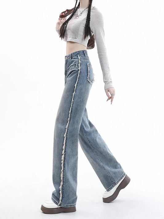 Retro Harajuku High Waist Straight-leg Denim Jeans