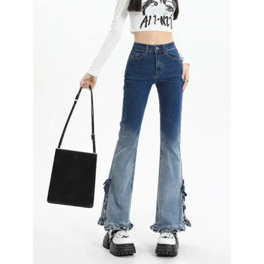 Harajuku Tunic Flare Gradient Y2K Denim Jeans