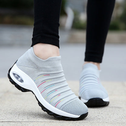 Women’s Easy to Wear Air Cushion Slip On Knit Sneakers | Great for All Seasons