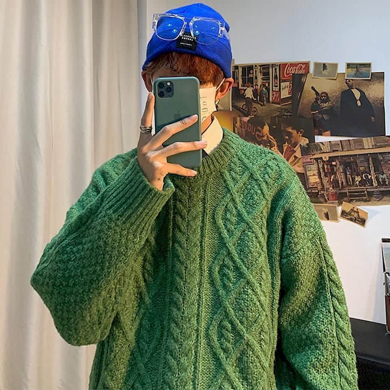 Voguable y2k Jerseys winter Korean solid color warm sweater simple Japanese O-neck pullover all-match lovers knit sweater top