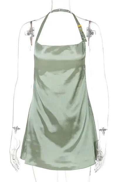 Satin Halter Mini Dress