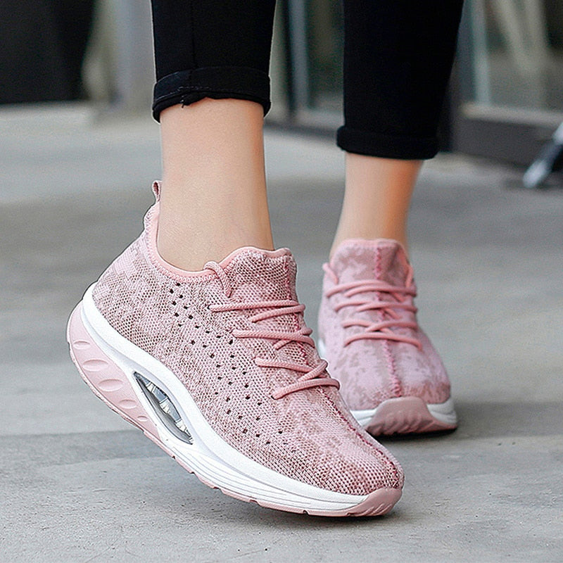 Women’s Stylish Air Cushion Knit Platform Sneakers | Ideal for All Seasons
