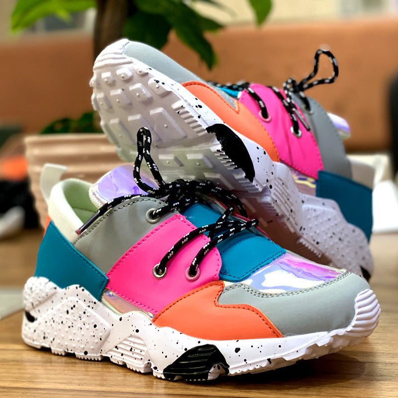 Women’s Chunky Multicolored Wedge-Sneakers with Lace Up Style | Great for Everyday Wear